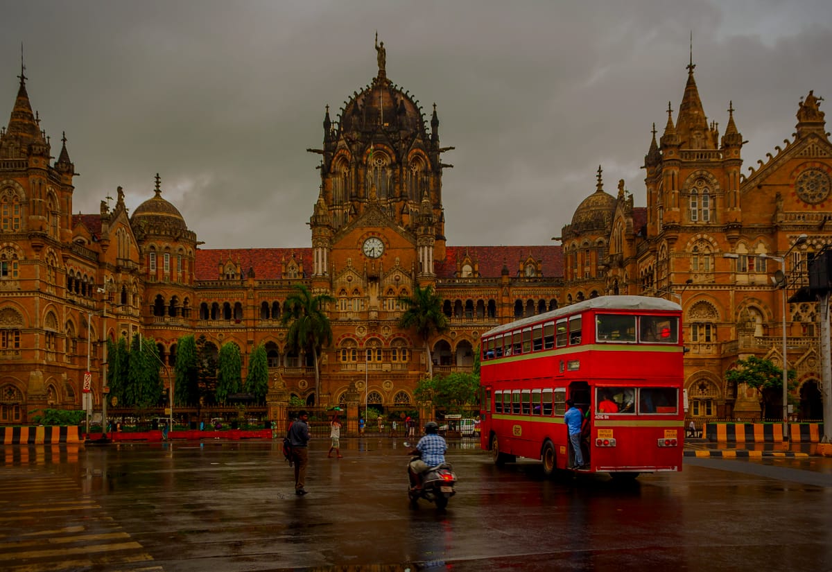 The Gothic domes and turrets of Chhatrapati Shivaji Terminus, the historic railway station in Mumbai